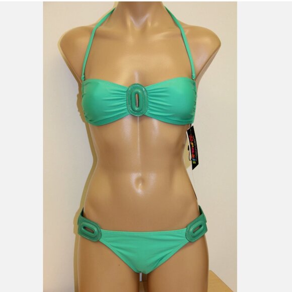 New DESPI Swimsuit Bikini 2 pc set Sz M Acquamarine - Picture 2 of 3